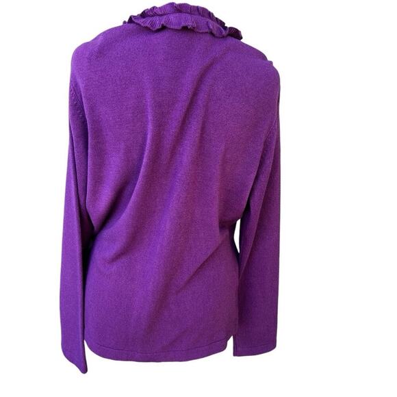 Jones Wear purple open front cardigan with ruffles, women's size L - Picture 3 of 7